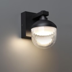 Novotech HAUT 371075 Настенный современный фасадный уличный накладной светильник с плафоном вниз для входной зоны и террасы, лампа 1xGX53 до 12Вт, 220В, IP65, черный матовый алюминий и прозрачный/белый акрил, высота 170 мм, длина 175 мм, ширина 110 мм