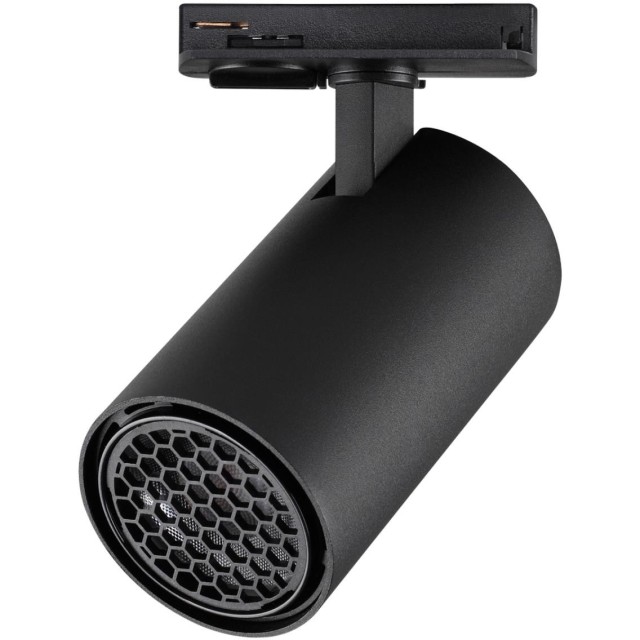Novotech SELENE 359917 Современный трековый поворотный LED-светильник-спот направленного света для однофазной двухжильной системы BASE, 20Вт, 1264Лм, 3000К, угол 36°, CRI90, UGR19, 220В, IP20, черный алюминий, длина 137,5 мм, ширина 65 мм, высота 99 мм