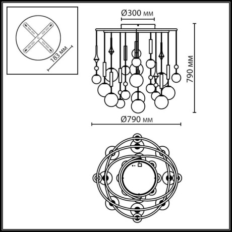 5457/21C Люстра потолочная премиум, коричневая, лампы G9 20шт (нет в компл) + LED 20W 2500K 1850лм ODEON LIGHT EXCLUSIVE CALLISTO