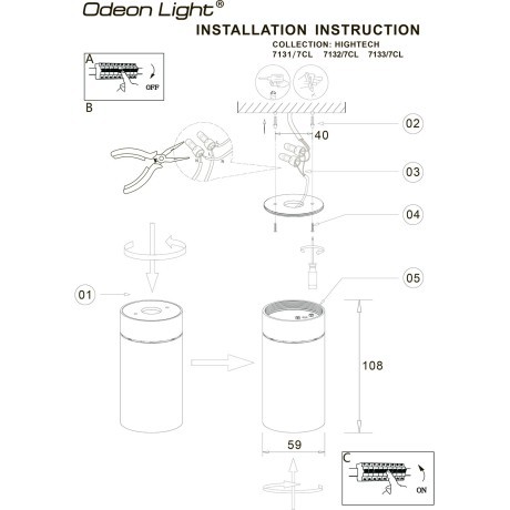 Потолочный светильник IP20 LED 7W 75Лм 3000K 36° 220-240V TURNO 7132/7CL