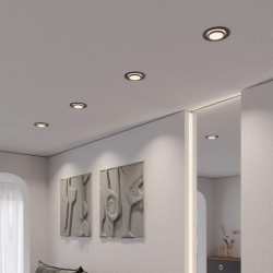 Novotech LIRIO 371051 Встраиваемый современный круглый точечный потолочный светильник для натяжного и гипсокартонного потолка, лампа 1xGU10 до 12Вт, 220В, IP20, черный матовый алюминий и акрил, диаметр 88,5 мм, высота 38,5 мм, врезное отверстие 75 мм