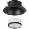 Novotech LIRIO 371051 Встраиваемый современный круглый точечный потолочный светильник для натяжного и гипсокартонного потолка, лампа 1xGU10 до 12Вт, 220В, IP20, черный матовый алюминий и акрил, диаметр 88,5 мм, высота 38,5 мм, врезное отверстие 75 мм