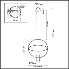 7028/2L HIGHTECH ODL25 золото/белый матовый/ металл/акрил Подвесной светильник золот. поворотный 150°  IP20 LED GU10 2*7W ORBITE