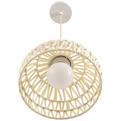 8368/1A Подвесной светильник с бежевым плафоном из натурального джутового шнура, с белым основанием, под лампу E27 LUMION BOHO ECO