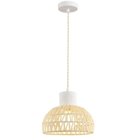 8368/1A Подвесной светильник с бежевым плафоном из натурального джутового шнура, с белым основанием, под лампу E27 LUMION BOHO ECO