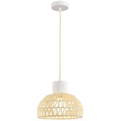 8368/1A Подвесной светильник с бежевым плафоном из натурального джутового шнура, с белым основанием, под лампу E27 LUMION BOHO ECO