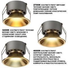 359850 Бронзовый встраиваемый светильник с перекл. цветовой темп. и антибликовым фильтром 7Вт 565Лм 2700;3200;4000К UGR19 CRI90 36° IP20 Novotech NOVA