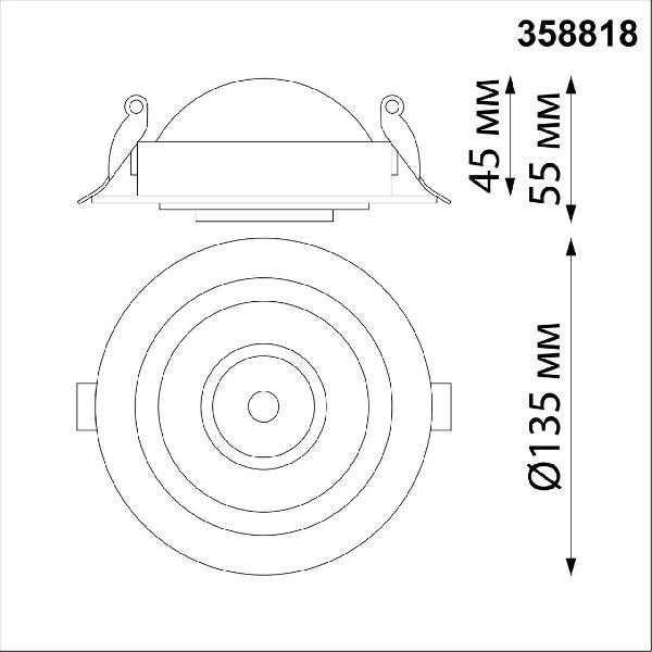 Встраиваемый светильник Novotech 358818 GESSO светодиодный LED 18W