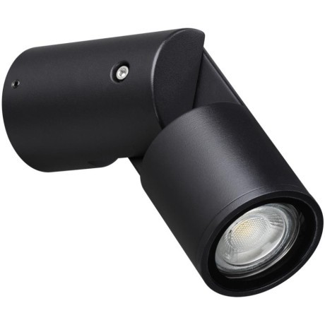 Novotech RALTE 371062 Настенный современный фасадный уличный поворотный накладной светильник-спот направленного света для фасада и архитектурной подсветки, лампа 1xGU10 до 35Вт, 220В, IP65, черный алюминий и стекло, высота 195 мм, диаметр 65 мм